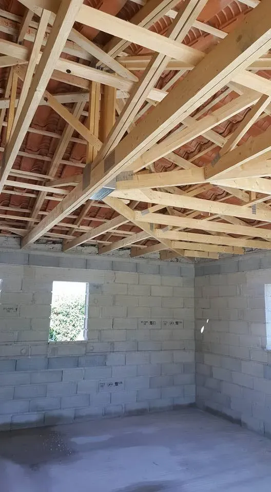 mur en pierre et charpente